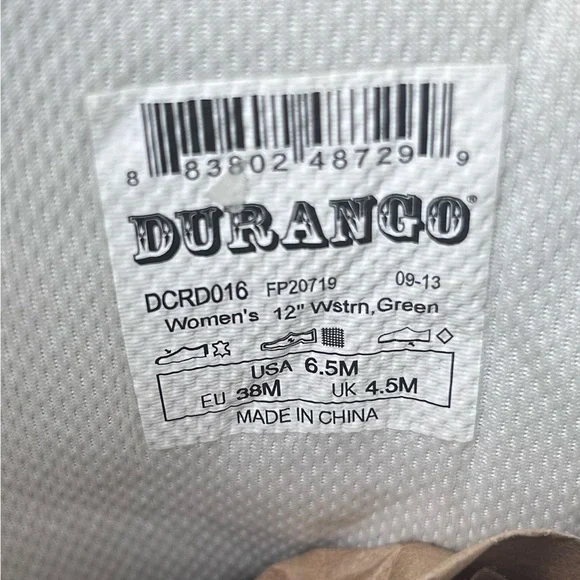 Durango Women’s Turquoise Harness Western Boots 6.5M Floral Embroidered Cowgirl - Picture 8 of 8